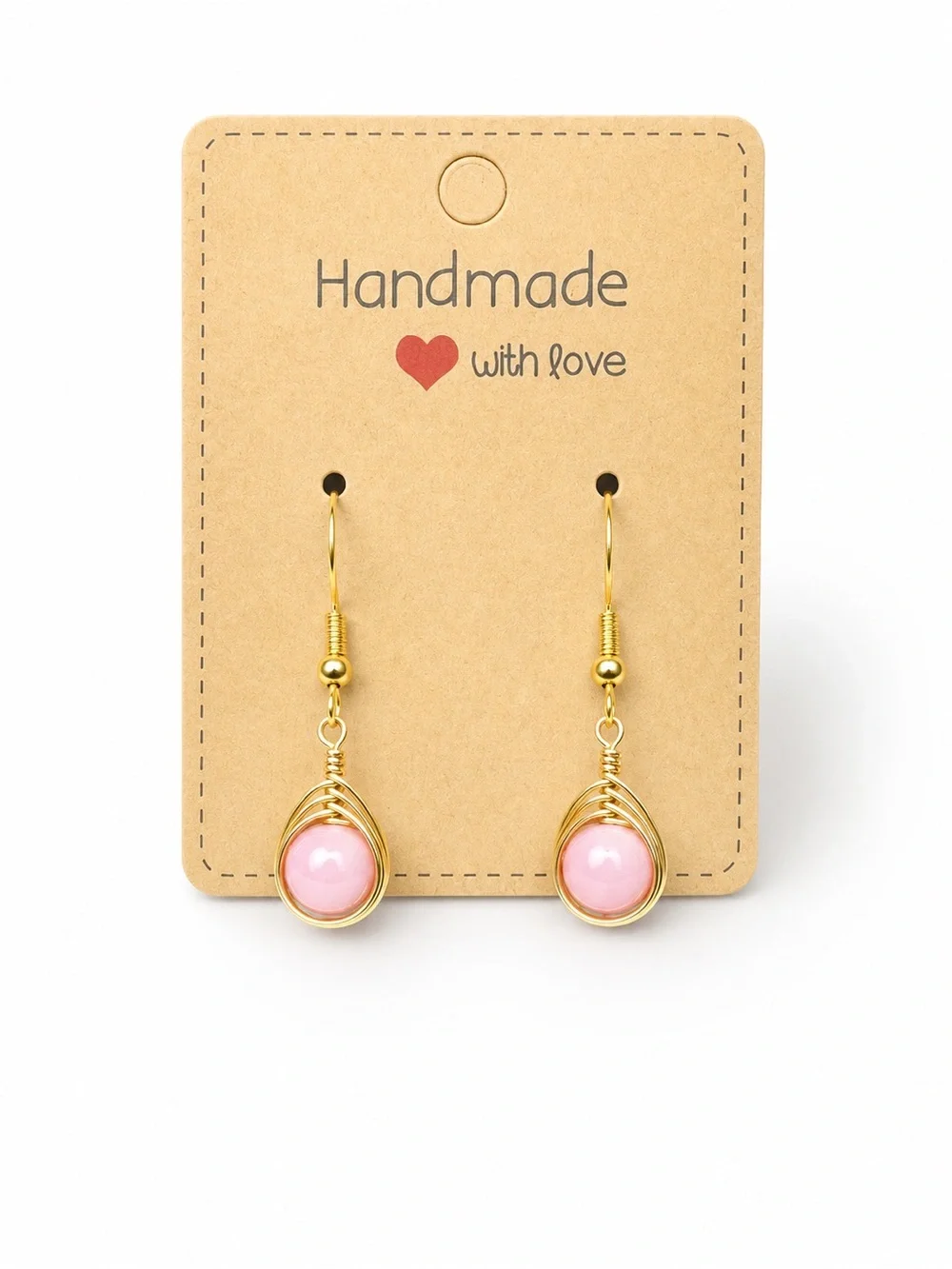 Pink Conch Wire Wrapped Earrings